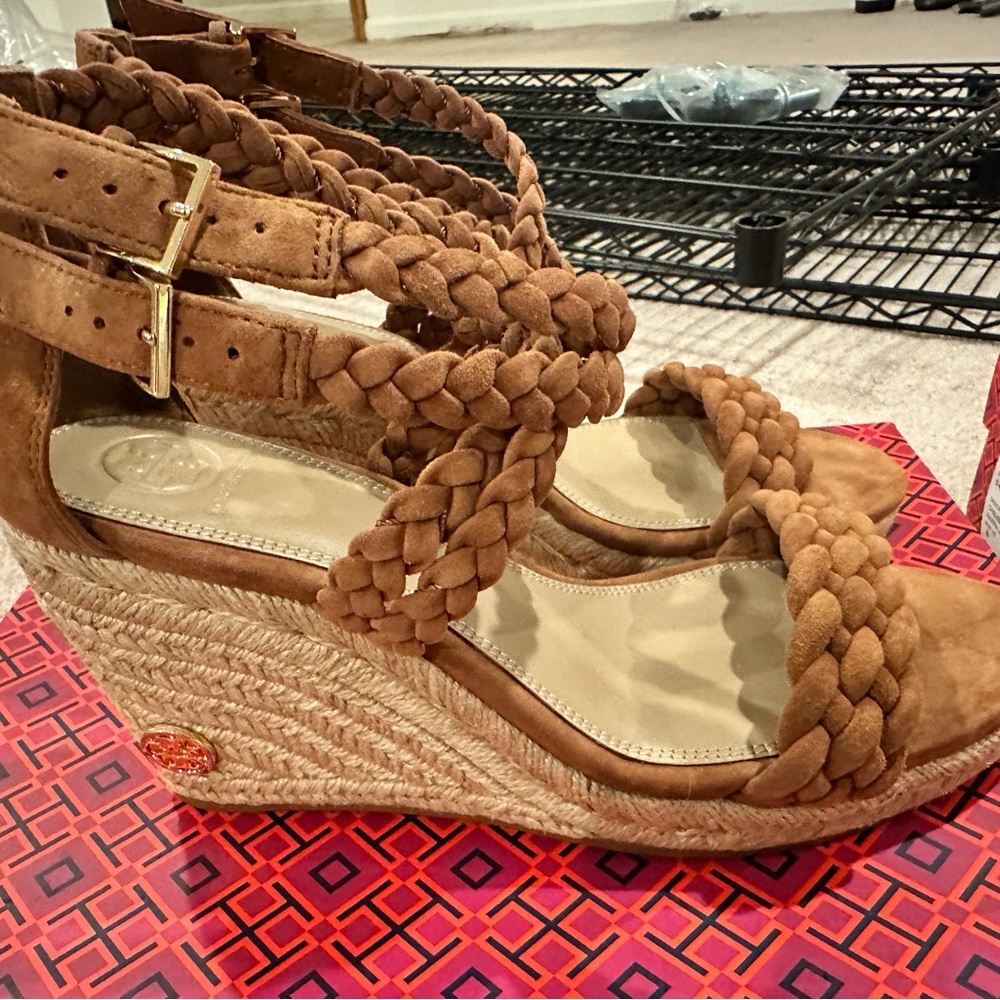 Braided Tan Wedge Sandals